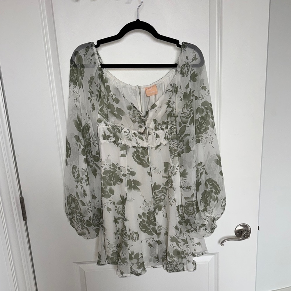 Green Floral Mini Dress
